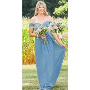 Bill Levkoff: D’Zage Bridesmaid Dress- Slate Blue